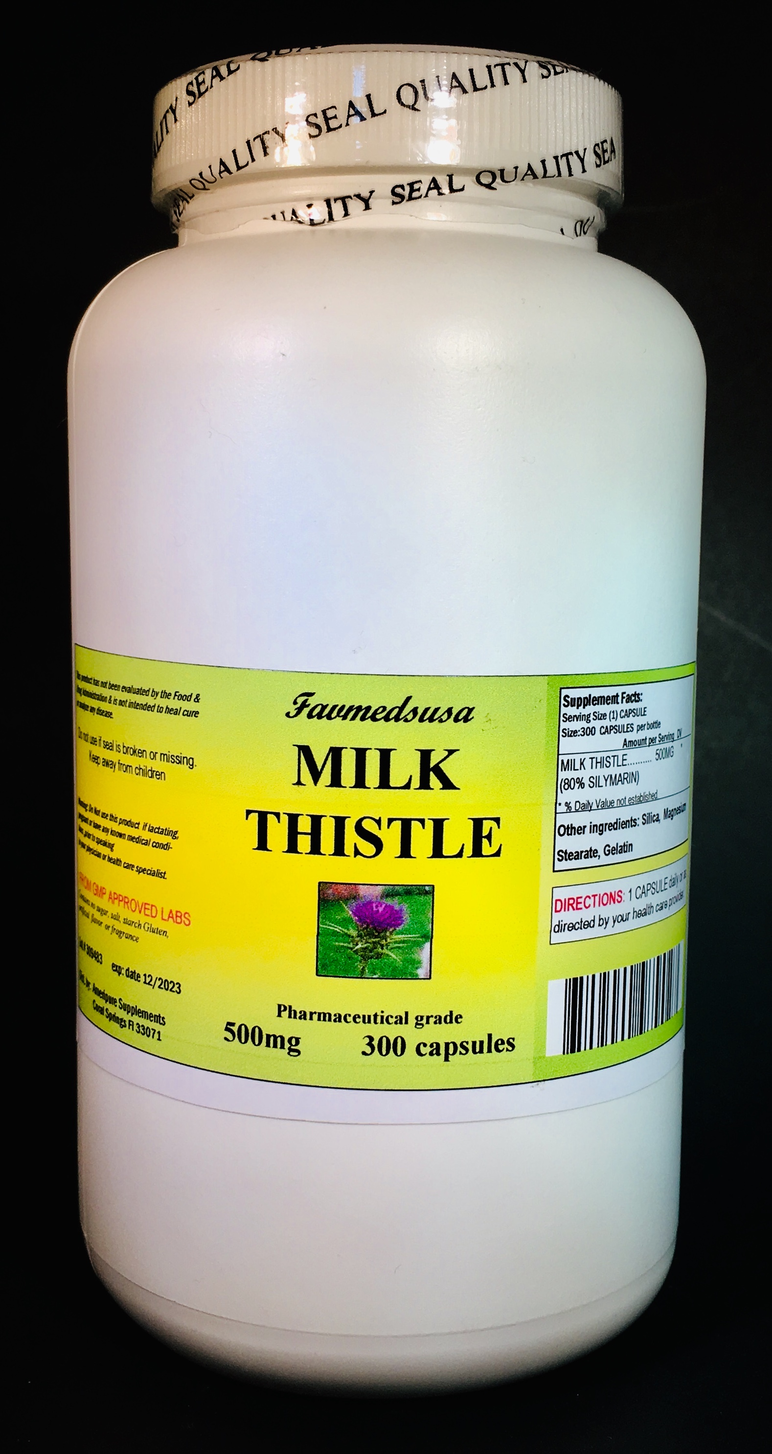 Milk Thistle 500 Mg - 300 Capsules